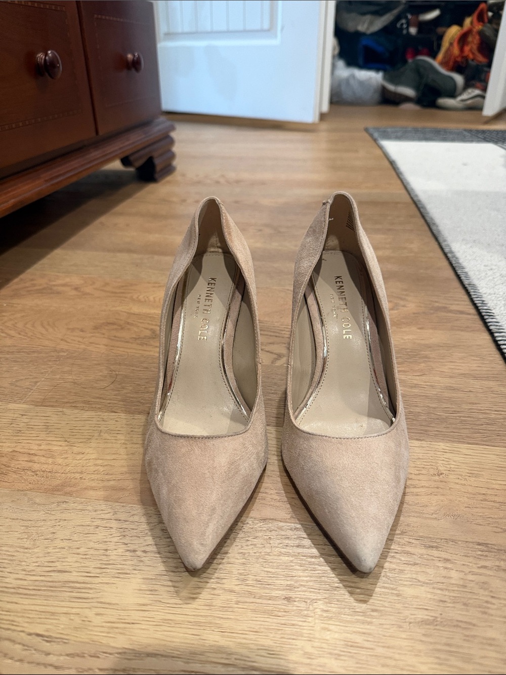 Kenneth Cole Nude Suede Pointed-Toe Pumps